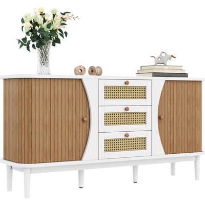SANS MARQUE Sideboard, Rattankommode, Kommode Mit Schiebetüren, Verstellbaren Einlegeböden, Gewölbter Platte – Stilvolle Farbkombinationendas Sideboard Kombiniert Na, Geräumige Aufbewahrungsmöglichkeitendrei Ratt SANS MARQUE Sideboard, Rattankommode, Kommode Mit Schiebetüren, Verstellbaren Einlegeböden, Gewölbter Platte – Stilvolle Farbkombinationendas Sideboard Kombiniert Na, Geräumige Aufbewahrungsmöglichkeitendrei Ratt