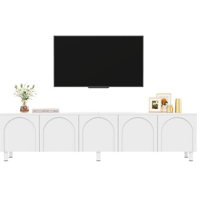 SANS MARQUE Lowboard Fernsehtisch Wohnzimmer, Tv-schrank Mit 5 Türen, Metallfüße, Aus Pb Und Mdf Gefertigt, Modernes Stauraum Tv-board – Bogenförmige Türgestaltung – Modernes Zeitloses Design, Hergestellt Aus Pb SANS MARQUE Lowboard Fernsehtisch Wohnzimmer, Tv-schrank Mit 5 Türen, Metallfüße, Aus Pb Und Mdf Gefertigt, Modernes Stauraum Tv-board – Bogenförmige Türgestaltung – Modernes Zeitloses Design, Hergestellt Aus Pb