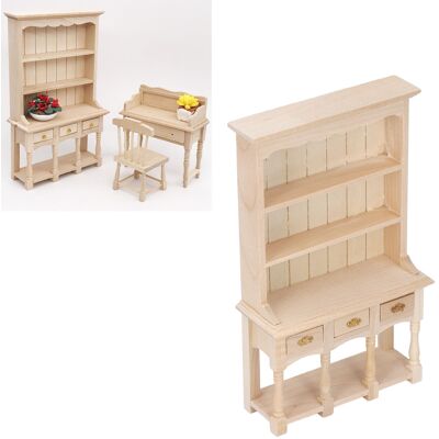 JUTE Puppenhausmöbel Im Maßstab 1:12, Miniatur-bürodekoration, Bücherregal Aus Holz, Dreistöckiger Schrank Mit Schubladen, Unmöbliert, Zum Selbstbemalen Erforderlich JUTE Puppenhausmöbel Im Maßstab 1:12, Miniatur-bürodekoration, Bücherregal Aus Holz, Dreistöckiger Schrank Mit Schubladen, Unmöbliert, Zum Selbstbemalen Erforderlich