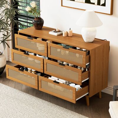 KELLANY Kommode Mit 6 Schubladen, Sideboard Schubladenschrank Aus Holz, Schubladenkommode Mit Metallgriffe, Für Schlafzimmer, Wohnräume, Büro, Sideboard Highboard Mit Viel Stauraum, Maße: B120/h76.5/t40 Cm KELLANY Kommode Mit 6 Schubladen, Sideboard Schubladenschrank Aus Holz, Schubladenkommode Mit Metallgriffe, Für Schlafzimmer, Wohnräume, Büro, Sideboard Highboard Mit Viel Stauraum, Maße: B120/h76.5/t40 Cm