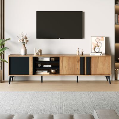 SANS MARQUE Rustikales Braun-tv-schrank, Lowboard,tv-board, Tv-kommode,180 Cm – Für Fernseher Bis 80 Zoll Mit Tür Und Offenem Fach – Sie Ihr Mit Einem Und , Sie Ihr Dank Seines E, 180×40×50 Cm, Braun + Schwarz SANS MARQUE Rustikales Braun-tv-schrank, Lowboard,tv-board, Tv-kommode,180 Cm – Für Fernseher Bis 80 Zoll Mit Tür Und Offenem Fach – Sie Ihr Mit Einem Und , Sie Ihr Dank Seines E, 180×40×50 Cm, Braun + Schwarz