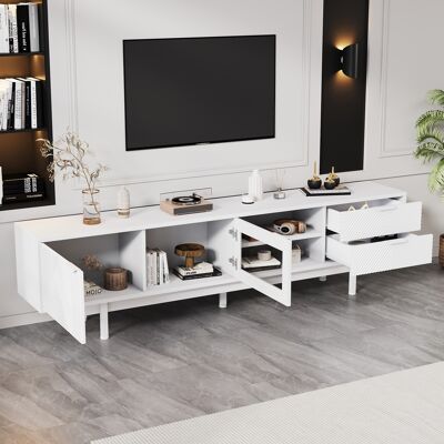 SANS MARQUE 2004050.5 Cm Moderner Einfacher Fernsehschrank, Lowboard Mit 2 Türen Und 2 Schubladen,tv-ständer Mit Großem Stauraum,wohnraumschrank Mit Gesamttragkraft Von 45kg,geeignet Für 80-zoll,weiß – Größenanpa SANS MARQUE 2004050.5 Cm Moderner Einfacher Fernsehschrank, Lowboard Mit 2 Türen Und 2 Schubladen,tv-ständer Mit Großem Stauraum,wohnraumschrank Mit Gesamttragkraft Von 45kg,geeignet Für 80-zoll,weiß – Größenanpa