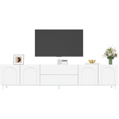 SANS MARQUE Tv-schrank Mit Vier Türen Und Zwei Schubladen, Schrankkorpus Aus Spanplatte + Mdf, Stahlrohr-füße, Moderner Wohnzimmer Staurschrank Mit Bogenförmigen Türen, Wohnzimmer – Symmetrischer Aufbau Mit Vier SANS MARQUE Tv-schrank Mit Vier Türen Und Zwei Schubladen, Schrankkorpus Aus Spanplatte + Mdf, Stahlrohr-füße, Moderner Wohnzimmer Staurschrank Mit Bogenförmigen Türen, Wohnzimmer – Symmetrischer Aufbau Mit Vier