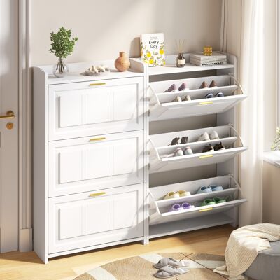 KELLANY 7024120cm Schuhschrank Schuhregal, Mit 6 Fächern, Schränke Schuhschränke Schuhhochschränke,kann In Fluren, Türen, Wohnzimmern Und Büros Aufgestellt Werden,mdf+spanplatte, Weiß, 2-teiliges Set KELLANY 7024120cm Schuhschrank Schuhregal, Mit 6 Fächern, Schränke Schuhschränke Schuhhochschränke,kann In Fluren, Türen, Wohnzimmern Und Büros Aufgestellt Werden,mdf+spanplatte, Weiß, 2-teiliges Set
