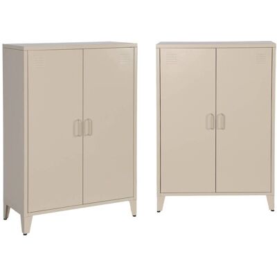 Sweeek - 2er-set Kommoden/schränke Aus Metall Mit 2 Türen Sweeek - 2er-set Kommoden/schränke Aus Metall Mit 2 Türen