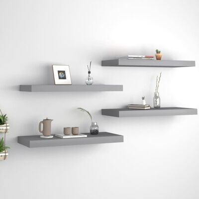 vidaXL 4x Floating Wall Shelves Grey - Wandregale vidaXL 4x Floating Wall Shelves Grey - Wandregale