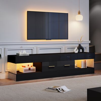 SANS MARQUE Tv Schrank Mit Led,fernsehtisch Für Wohnzimmer,tv Cabinet Mit Offenen Stauraum Und Schubladen,lowboard Schwarz Mit Acrylglasplatte,152 – Abmessungen Und Materialien Abmessungen Des Tv-schrank, Großzüg SANS MARQUE Tv Schrank Mit Led,fernsehtisch Für Wohnzimmer,tv Cabinet Mit Offenen Stauraum Und Schubladen,lowboard Schwarz Mit Acrylglasplatte,152 – Abmessungen Und Materialien Abmessungen Des Tv-schrank, Großzüg