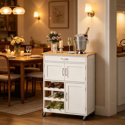 KELLANY Kompakter Küchenwagen Mit Aufbewahrungsraum,platzsparender Rolling Buffet-schrank,küchenaufbewahrungsorganisator KELLANY Kompakter Küchenwagen Mit Aufbewahrungsraum,platzsparender Rolling Buffet-schrank,küchenaufbewahrungsorganisator