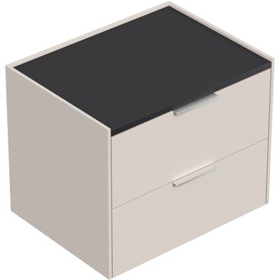 Emotion Design Nachttisch Kommode Artem 60cm, 2 Softeinzüge Lackiert Creme Grafit Emotion Design Nachttisch Kommode Artem 60cm, 2 Softeinzüge Lackiert Creme Grafit