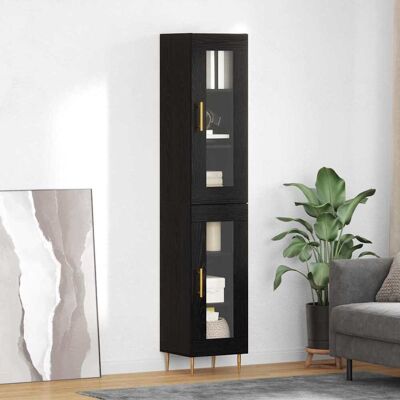 SORRUDER Vidaxl Highboard 2 Pcs Schwarz Eichen-optik Glas SORRUDER Vidaxl Highboard 2 Pcs Schwarz Eichen-optik Glas