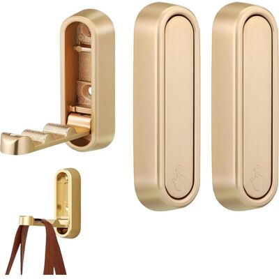 ZVD 2 Faltbare Wandhaken, 90°-klapphaken, Unsichtbare Kleiderhaken Für Schlafzimmer Und Badezimmer, Gold ZVD 2 Faltbare Wandhaken, 90°-klapphaken, Unsichtbare Kleiderhaken Für Schlafzimmer Und Badezimmer, Gold