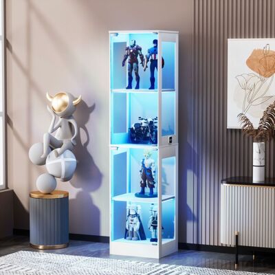KELLANY Vierstöckige Glasvitrine Mit Stauraum, Led-beleuchtung, Glastüren Und Intelligenten Sensoren. Als Staubdichte Glasvitrine Für Wohnzimmer, Schlafzimmer Und Büros Geeignet. Weiß.4035165cm KELLANY Vierstöckige Glasvitrine Mit Stauraum, Led-beleuchtung, Glastüren Und Intelligenten Sensoren. Als Staubdichte Glasvitrine Für Wohnzimmer, Schlafzimmer Und Büros Geeignet. Weiß.4035165cm