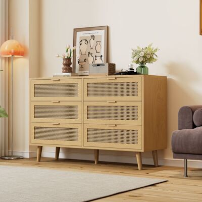 KELLANY Kommode Mit 6 Schubladen, Sideboard Schubladenschrank Aus Holz, Schubladenkommode Mit Metallgriffe, Für Schlafzimmer, Wohnräume, Büro, Sideboard Highboard Mit Viel Stauraum, Maße: B120/h76.5/t40 Cm KELLANY Kommode Mit 6 Schubladen, Sideboard Schubladenschrank Aus Holz, Schubladenkommode Mit Metallgriffe, Für Schlafzimmer, Wohnräume, Büro, Sideboard Highboard Mit Viel Stauraum, Maße: B120/h76.5/t40 Cm