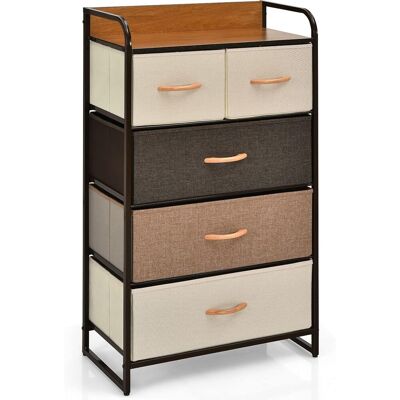 Costway Schubladenschrank Kommode Mit Stoffschubladen, Aufbewahrungsschrank Mit Stahlrahmen & Holzoberflaeche, Stoffschrank Nightstand Für Flur Wohnzimmer 5 Schubladen Costway Schubladenschrank Kommode Mit Stoffschubladen, Aufbewahrungsschrank Mit Stahlrahmen & Holzoberflaeche, Stoffschrank Nightstand Für Flur Wohnzimmer 5 Schubladen