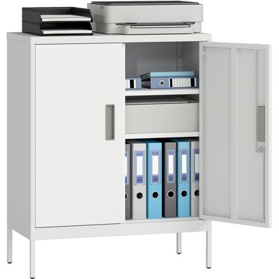 OEM Verschließbarer Stahlschrank Mit 2 Türen, Büroschrank, Verstellbare Regale, Für Homeoffice, Wohnzimmer, Garage, Weiß OEM Verschließbarer Stahlschrank Mit 2 Türen, Büroschrank, Verstellbare Regale, Für Homeoffice, Wohnzimmer, Garage, Weiß