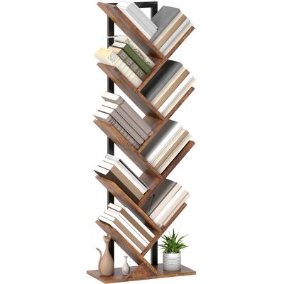 MARYPLAST Bücherregal Standregal Ebenen Schmal Regal Baumform Rustikal Büro Braun MARYPLAST Bücherregal Standregal Ebenen Schmal Regal Baumform Rustikal Büro Braun