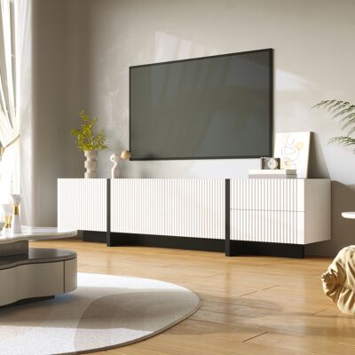 SANS MARQUE 190 Cm Tv-schrank Mit 3 Türen, 2 Schubladen – Reichlich Stauraum Der Tv-schrank Verfügt Über 2 Schub, Schlicht Und Elegant Die Kombination Aus Weiß Und Schw, 190×35×45 Cm, Black White SANS MARQUE 190 Cm Tv-schrank Mit 3 Türen, 2 Schubladen – Reichlich Stauraum Der Tv-schrank Verfügt Über 2 Schub, Schlicht Und Elegant Die Kombination Aus Weiß Und Schw, 190×35×45 Cm, Black White