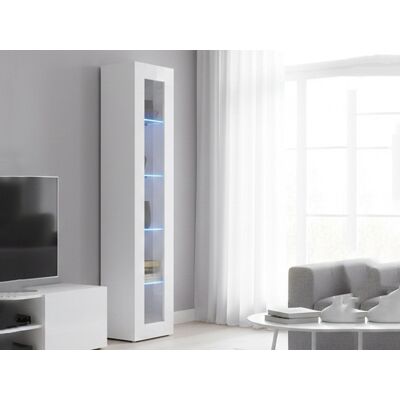 DMORA Weiße Standvitrine mit blauer LED-Beleuchtung - Vitrina DMORA Weiße Standvitrine mit blauer LED-Beleuchtung - Vitrina