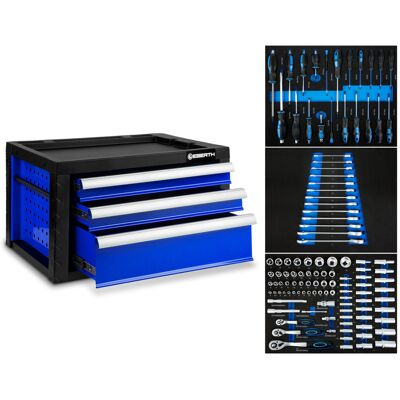 Eberth Blaue Werkzeugkiste - 3 Schubladen, 114-teiliges Set - Auto & Heimwerken Eberth Blaue Werkzeugkiste - 3 Schubladen, 114-teiliges Set - Auto & Heimwerken