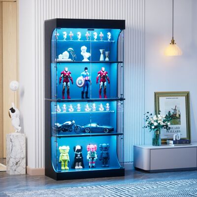 KELLANY Vierstöckige Glasvitrine Mit Stauraum, Led-beleuchtung, Glastüren Und Intelligenten Sensoren. Als Staubdichte Glasvitrine Für Wohnzimmer, Schlafzimmer Und Büros Geeignet. Schwarz. 8035165cm KELLANY Vierstöckige Glasvitrine Mit Stauraum, Led-beleuchtung, Glastüren Und Intelligenten Sensoren. Als Staubdichte Glasvitrine Für Wohnzimmer, Schlafzimmer Und Büros Geeignet. Schwarz. 8035165cm