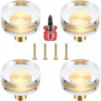 OEM 4er-set Transparente Kristall- Und Messing-türklinken Für Schränke, Schubladen, Kleiderschränke Und Möbel – 30x27 Mm OEM 4er-set Transparente Kristall- Und Messing-türklinken Für Schränke, Schubladen, Kleiderschränke Und Möbel – 30x27 Mm