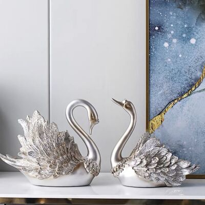 HEAT Schwanenpaar-ornament Wohnzimmer-tv-schrank Schwanenornament Moderne Heimdekoration Hochzeitsgeschenke Silber HEAT Schwanenpaar-ornament Wohnzimmer-tv-schrank Schwanenornament Moderne Heimdekoration Hochzeitsgeschenke Silber
