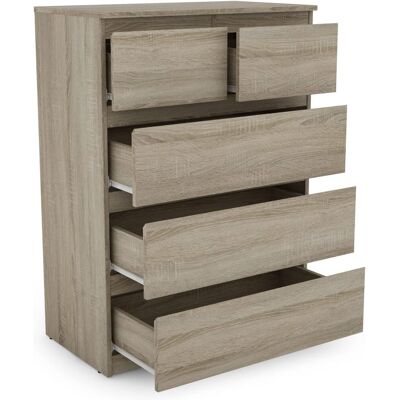 Kommode Mit 5 Schubladen, Moderner Mehrzweckschrank Mit Metallgleitschienen, Sideboard Braun - Costway Kommode Mit 5 Schubladen, Moderner Mehrzweckschrank Mit Metallgleitschienen, Sideboard Braun - Costway