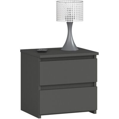 Akord - Nachttisch Cl2 In Der Farbe Graphitgrau Mit 2 Schubladen B40 X H40 X T35 Cm Akord - Nachttisch Cl2 In Der Farbe Graphitgrau Mit 2 Schubladen B40 X H40 X T35 Cm