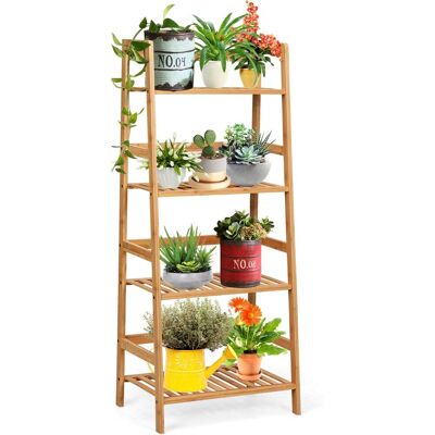 Costway - 4 Etagen Standregal Holz Bücherregal Leiterregal Pflanzenregal Balkonregal Blumenregal Treppenregal Baderegal Eckeregal Holzregal Stufenregal 48x32x115cm Natur Costway - 4 Etagen Standregal Holz Bücherregal Leiterregal Pflanzenregal Balkonregal Blumenregal Treppenregal Baderegal Eckeregal Holzregal Stufenregal 48x32x115cm Natur