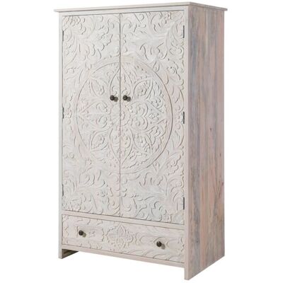 Massivmoebel24.de Mango Kleiderschrank - 108x64x180 - Weiß geölt Massivmoebel24.de Mango Kleiderschrank - 108x64x180 - Weiß geölt