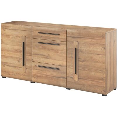 MEUBLORAMA Buffet 180cm, Kollektion Breda, Mit Zwei Teilweise Verglasten Türen Und Drei Schubladen. Farbe Eiche. MEUBLORAMA Buffet 180cm, Kollektion Breda, Mit Zwei Teilweise Verglasten Türen Und Drei Schubladen. Farbe Eiche.
