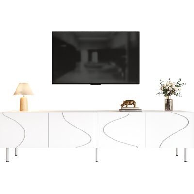 SANS MARQUE Tv-schrank,fernsehtisch Mit Dreidimensionalen Geschwungenen Linien, 4 Türen Mit Push-to-open-funktion, Aus Pb Und Mdf Gefertigt, Metallzylinderfüße, Moderner Lowboard Für Wohnzimmer – Dreidimensionale SANS MARQUE Tv-schrank,fernsehtisch Mit Dreidimensionalen Geschwungenen Linien, 4 Türen Mit Push-to-open-funktion, Aus Pb Und Mdf Gefertigt, Metallzylinderfüße, Moderner Lowboard Für Wohnzimmer – Dreidimensionale