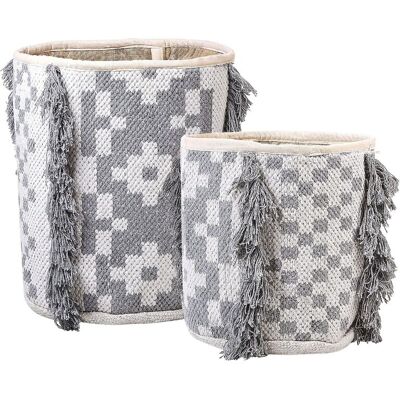 Beliani Set aus 2 Aufbewahrungsboxen - Baumwolle Off-White und Grau Beliani Set aus 2 Aufbewahrungsboxen - Baumwolle Off-White und Grau