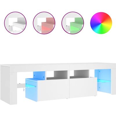vidaXL TV-Schrank mit LED-Lichtern Weiß - TV-Schrank vidaXL TV-Schrank mit LED-Lichtern Weiß - TV-Schrank