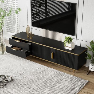 SANS MARQUE Tv-schrank, Lowboard, Geschnitzte Struktur, Goldene Griffe Und Füße, Wohnzimmer Tv-möbel – Elegant Designdieser Moderne Und Stilvolle Tv-schrank, Ausreichend Stauraum Der Tv-schrank Verfügt Über Mehre SANS MARQUE Tv-schrank, Lowboard, Geschnitzte Struktur, Goldene Griffe Und Füße, Wohnzimmer Tv-möbel – Elegant Designdieser Moderne Und Stilvolle Tv-schrank, Ausreichend Stauraum Der Tv-schrank Verfügt Über Mehre