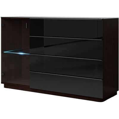 MEUBLORAMA Buffet Tonga 138x87,5x43,5 Cm Mit 4 Schubladen, 1 Tür Und Led, Farbe Wenge MEUBLORAMA Buffet Tonga 138x87,5x43,5 Cm Mit 4 Schubladen, 1 Tür Und Led, Farbe Wenge