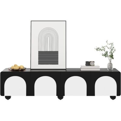 SANS MARQUE Tv-schrank Mit Zwei Schubladen Und Zwei Türen, Tv-möbel, Tv-paneel, Niedriger Tv-schrank. Klassisches Schwarz-weiß-design. 180×38×45 Cm – Modernes Schwarz-weiß-design Der Schrank Ist Überwiege, Schubl SANS MARQUE Tv-schrank Mit Zwei Schubladen Und Zwei Türen, Tv-möbel, Tv-paneel, Niedriger Tv-schrank. Klassisches Schwarz-weiß-design. 180×38×45 Cm – Modernes Schwarz-weiß-design Der Schrank Ist Überwiege, Schubl