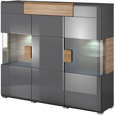 MEUBLORAMA Xl150cm Buffet Aus Der Ohio Kollektion. Integrierte Led-beleuchtung. Farben Anthrazitgrau Und Eiche. MEUBLORAMA Xl150cm Buffet Aus Der Ohio Kollektion. Integrierte Led-beleuchtung. Farben Anthrazitgrau Und Eiche.