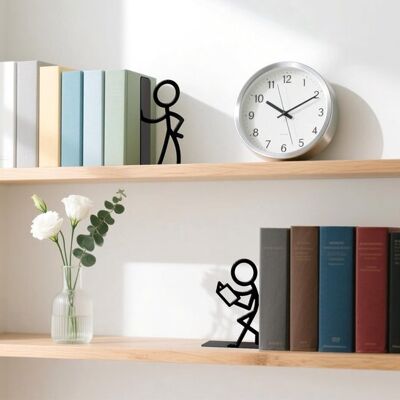 OEM 1 Paar Buchstützen Für Bücherregale Stabile Buchstützen Aus Metall Niedliche Schwarze Buchstützen In Menschenform Originelle Buchorganisatoren OEM 1 Paar Buchstützen Für Bücherregale Stabile Buchstützen Aus Metall Niedliche Schwarze Buchstützen In Menschenform Originelle Buchorganisatoren