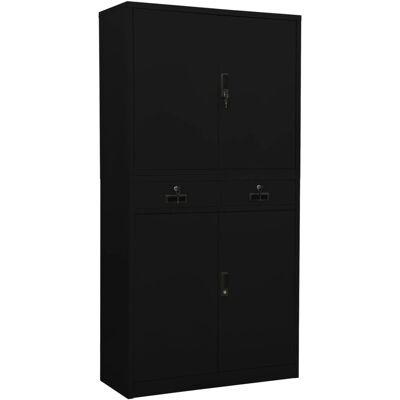 vidaXL Büroschrank - Stahl, Schwarz, 90x40x180 cm vidaXL Büroschrank - Stahl, Schwarz, 90x40x180 cm