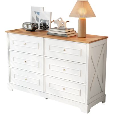 KELLANY Modernes Sideboard Mit Sechs Schubladen, Minimalistisches Design, Geeignet Für Wohnzimmer, Esszimmer Oder Flur. Maße: 120 X 40 X 76 Cm KELLANY Modernes Sideboard Mit Sechs Schubladen, Minimalistisches Design, Geeignet Für Wohnzimmer, Esszimmer Oder Flur. Maße: 120 X 40 X 76 Cm