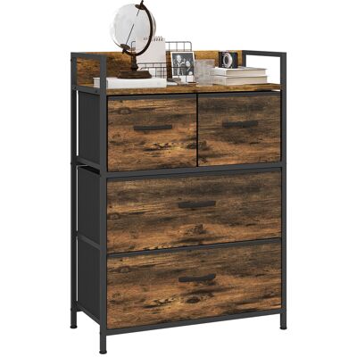 OEM Kommode, Sideboard, 4 Stoffschubladen, Industrial Design, 60x29x85cm, Braun/schwarz OEM Kommode, Sideboard, 4 Stoffschubladen, Industrial Design, 60x29x85cm, Braun/schwarz
