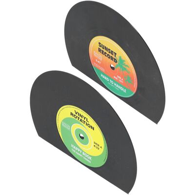 HEAT Set Aus 2 Vintage-buchstützen In Form Von Schallplatten, Cd-halter, Wohndekoration HEAT Set Aus 2 Vintage-buchstützen In Form Von Schallplatten, Cd-halter, Wohndekoration