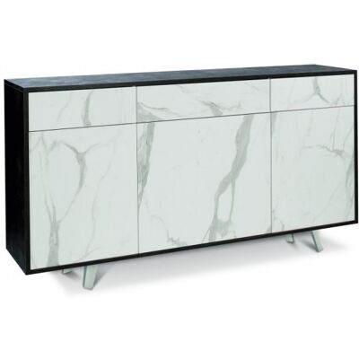 Sarmog - Sideboard Mit Drei Türen Und Drei Schubladen Black Oxide Marble 164x41x H92 Cm Sarmog - Sideboard Mit Drei Türen Und Drei Schubladen Black Oxide Marble 164x41x H92 Cm