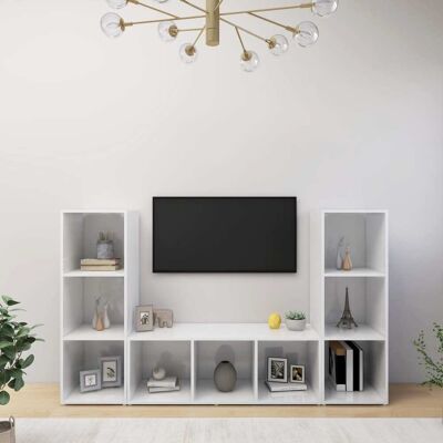 Vidaxl - Tv-schränke 3 Stk. Weiß 107x35x37 Cm Holzwerkstoff Vidaxl - Tv-schränke 3 Stk. Weiß 107x35x37 Cm Holzwerkstoff