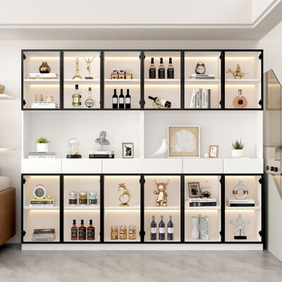 SANS MARQUE Glasschrank Tür 200cm Hoch Weißer Vitrinenschrank Mit Led Lichtern, Multi Storage Bücherregal Für Sammlung Schlafzimmer Wohnzimmer Büro, Weiß - Schwarzer Türrahmen – Sehr Stilvoll, Extra Hohe Glasvitr SANS MARQUE Glasschrank Tür 200cm Hoch Weißer Vitrinenschrank Mit Led Lichtern, Multi Storage Bücherregal Für Sammlung Schlafzimmer Wohnzimmer Büro, Weiß - Schwarzer Türrahmen – Sehr Stilvoll, Extra Hohe Glasvitr