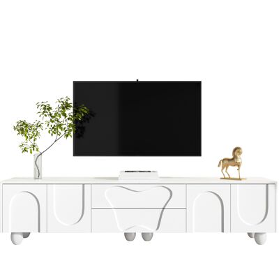 SANS MARQUE 180 Cm Weißer Tv-schrank Mit Holzbeinen – Ein Minimalistischer Und Eleganter Tv-schrank Mit Viel Stauraum, Einzigartigem Design Und Flexiblen Aufbewahrungsmöglichkeiten Für Ein Stilvolles Wohnzimmer. SANS MARQUE 180 Cm Weißer Tv-schrank Mit Holzbeinen – Ein Minimalistischer Und Eleganter Tv-schrank Mit Viel Stauraum, Einzigartigem Design Und Flexiblen Aufbewahrungsmöglichkeiten Für Ein Stilvolles Wohnzimmer.
