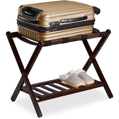 Relaxdays Kofferständer Klappbar, Kofferhocker Holz, Hbt 54,5 X 66 X 44,5 Cm, 2 Ablagen, Kofferaufbewahrung Hotel, Braun Relaxdays Kofferständer Klappbar, Kofferhocker Holz, Hbt 54,5 X 66 X 44,5 Cm, 2 Ablagen, Kofferaufbewahrung Hotel, Braun
