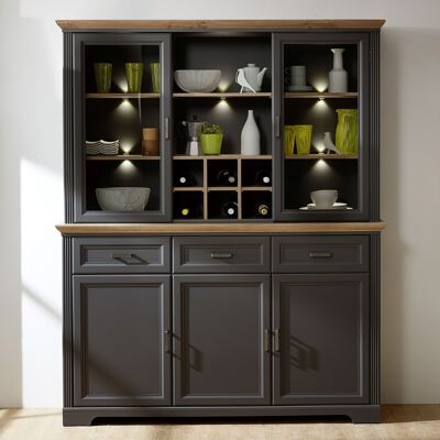 LOMADOX Großer Buffet-schrank Esszimmerschrank Jülich-36 Im Landhaus-stil Mit Dekor Graphit Und Artisan Eiche Nb. B/h/t: 166/204/48 Cm LOMADOX Großer Buffet-schrank Esszimmerschrank Jülich-36 Im Landhaus-stil Mit Dekor Graphit Und Artisan Eiche Nb. B/h/t: 166/204/48 Cm