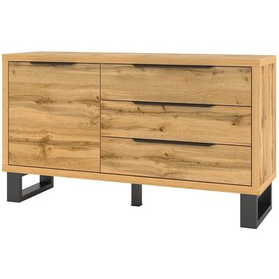 MEUBLORAMA Buffet Design 140cm. Kollektion Milo Eine Tür Und Drei Schubladen. Farbe Eiche. MEUBLORAMA Buffet Design 140cm. Kollektion Milo Eine Tür Und Drei Schubladen. Farbe Eiche.